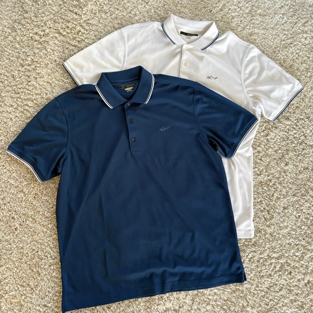 Greg Norman Set of 2 Polos Navy and White XL